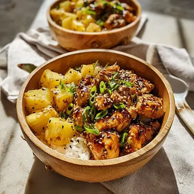 Zesty Teriyaki Chicken Pineapple Bowls